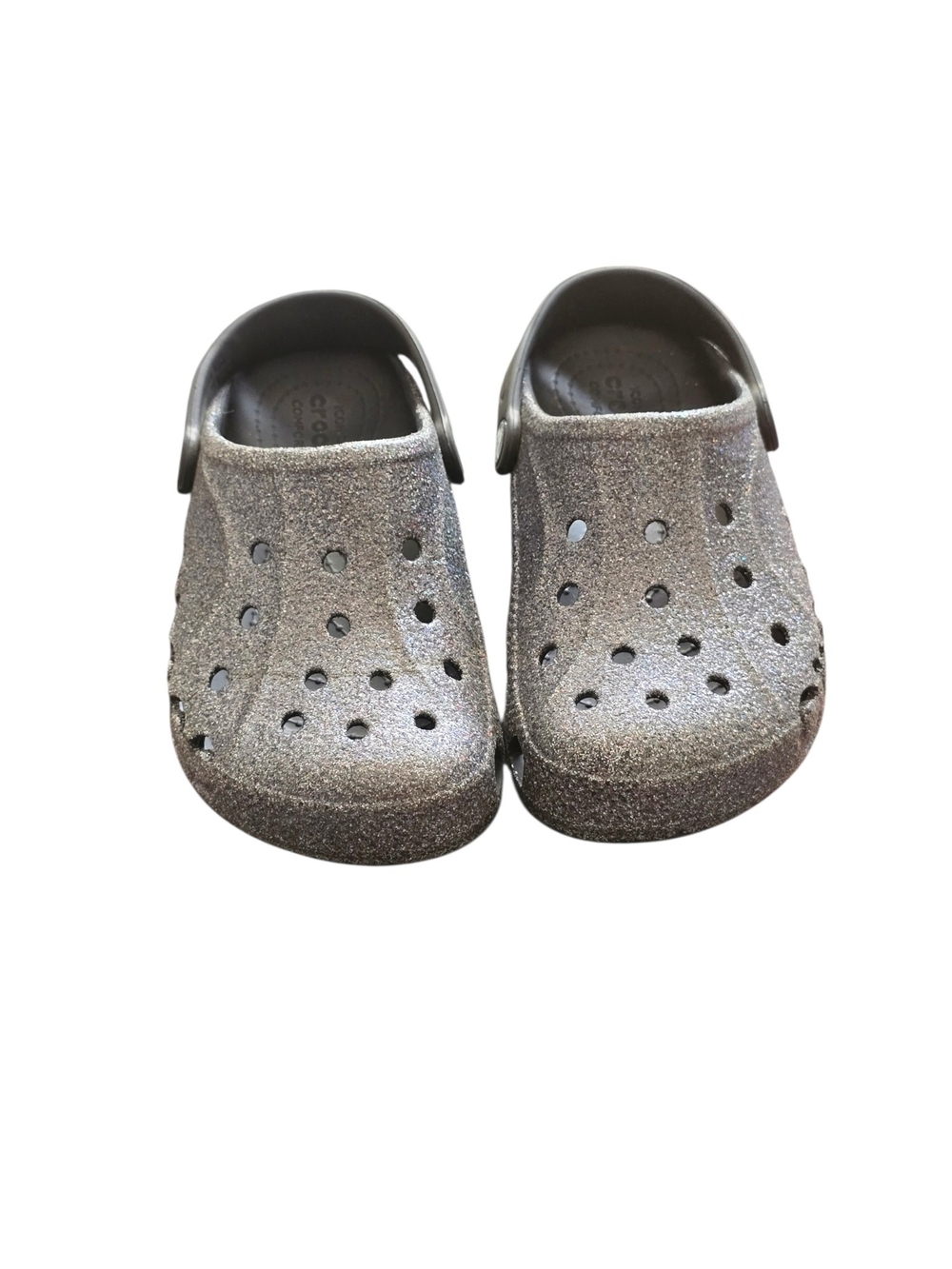 Crocs Kids Classic Glitter Clog - Silver Size 2 - Picture 2 of 6